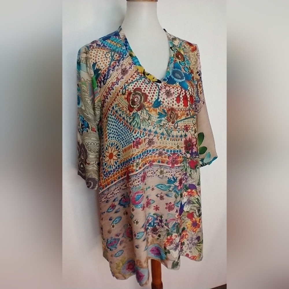 JOHNNY WAS FLORAL RAYON BLOUSE - Picture 6 of 10
